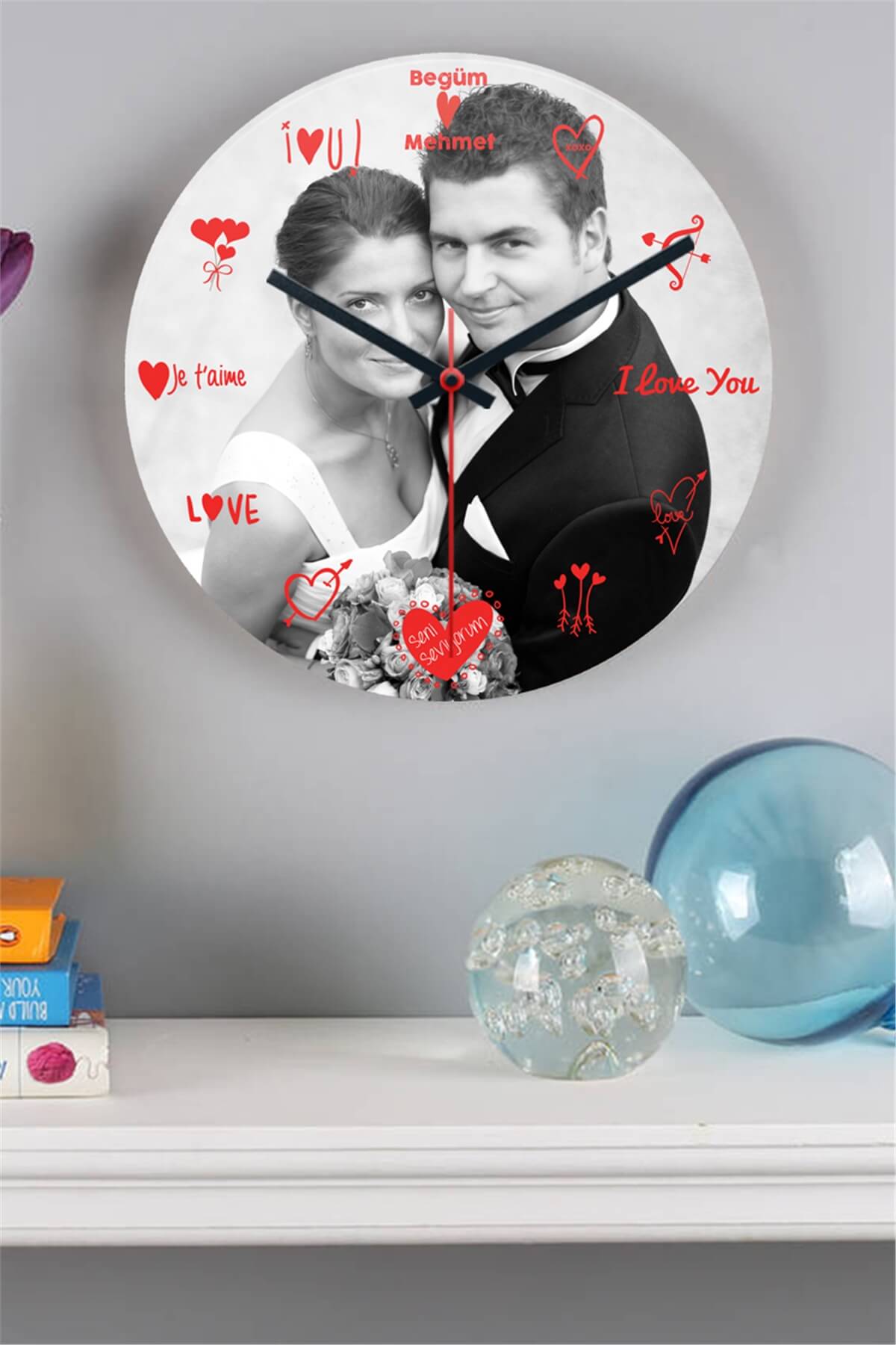 Aşk Zamanı Fotoğraflı Duvar Saati