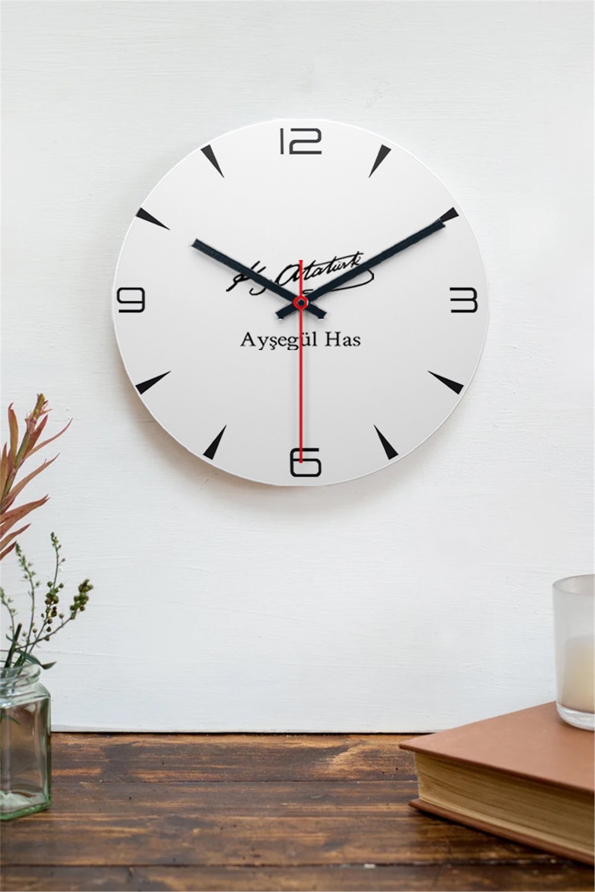 Atatürk İmzalı İsme Özel Ahşap Duvar Saati