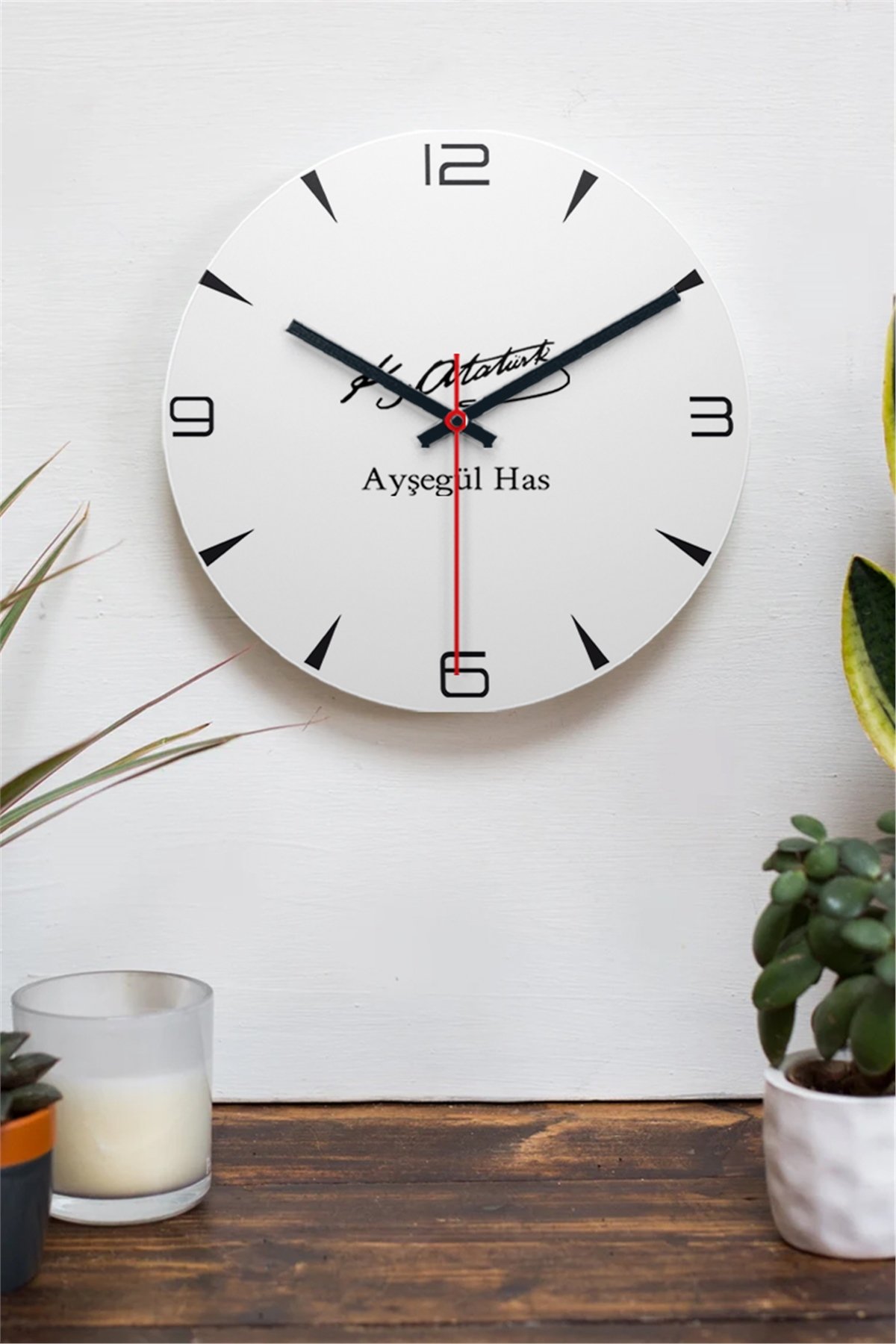 Atatürk İmzalı İsme Özel Ahşap Duvar Saati
