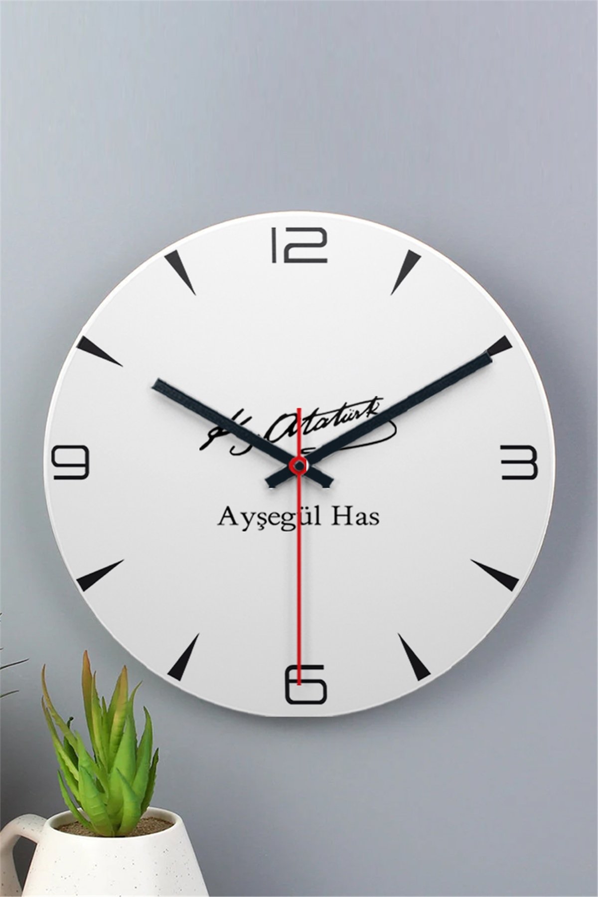 Atatürk İmzalı İsme Özel Ahşap Duvar Saati