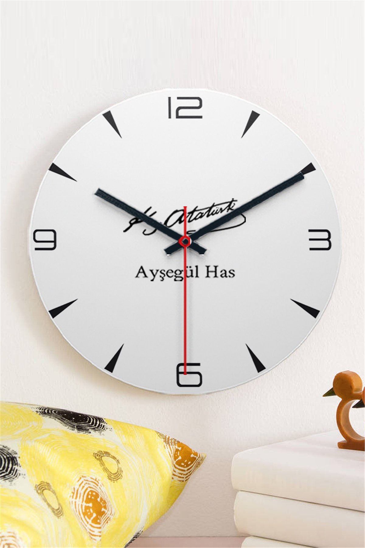 Atatürk İmzalı İsme Özel Ahşap Duvar Saati