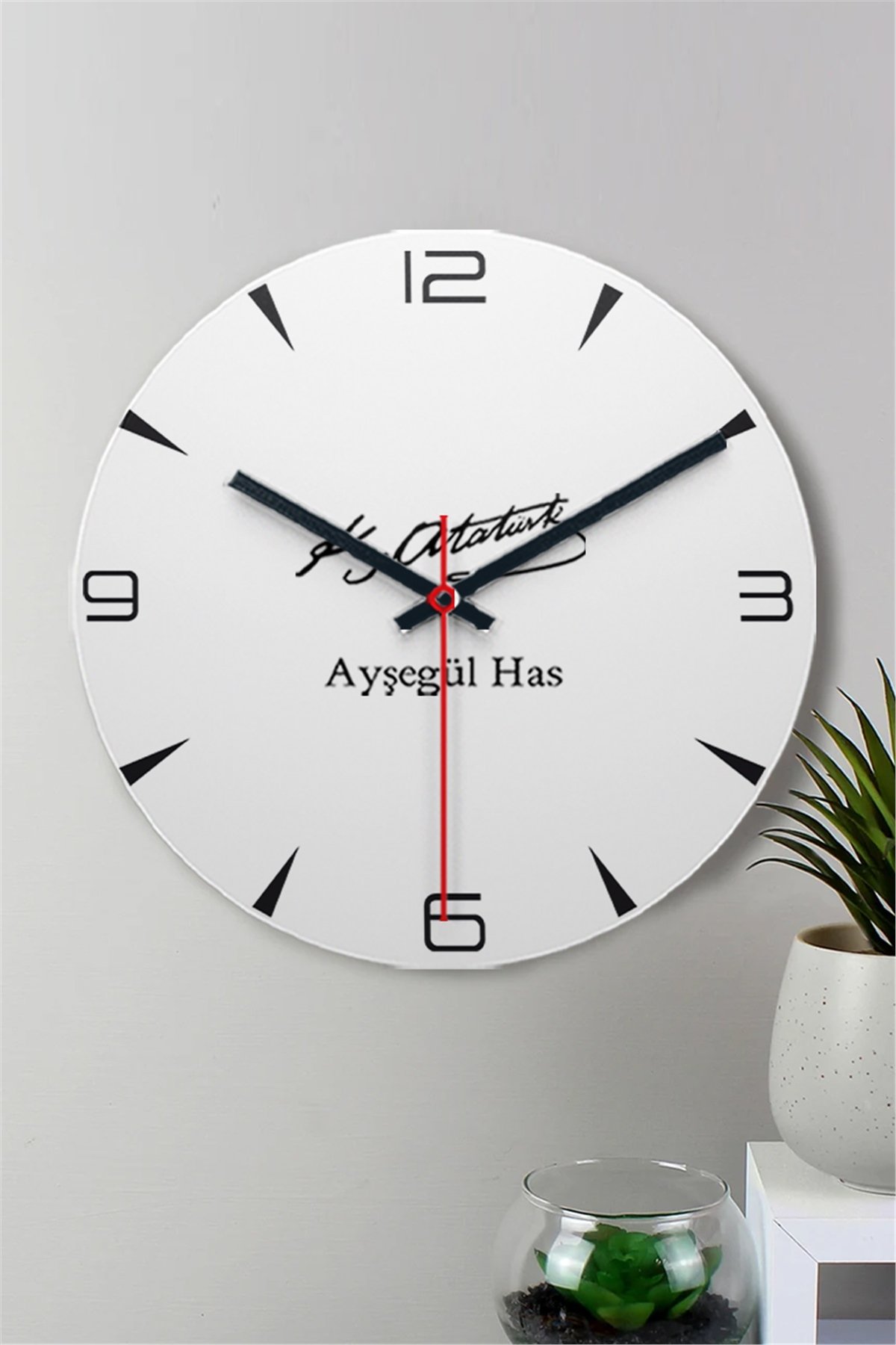 Atatürk İmzalı İsme Özel Ahşap Duvar Saati