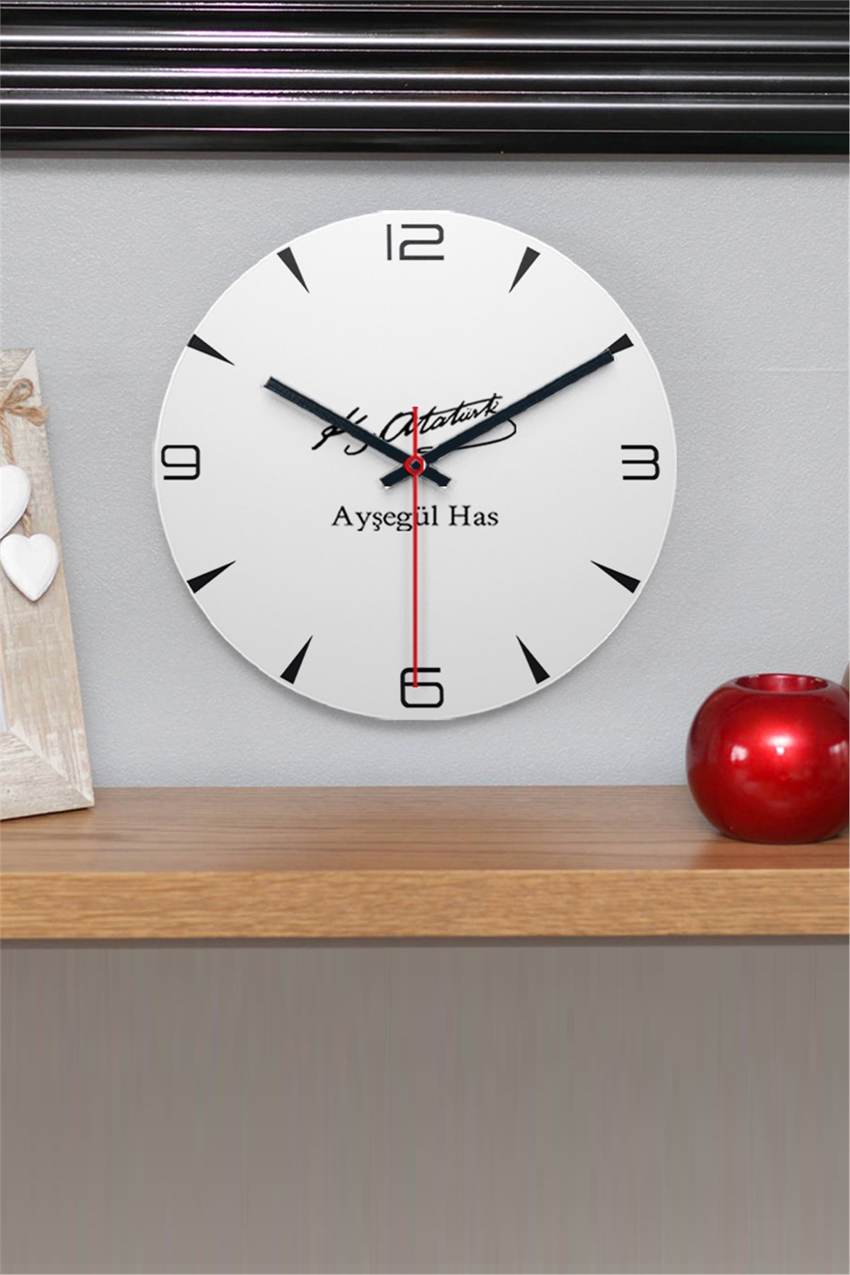Atatürk İmzalı İsme Özel Ahşap Duvar Saati