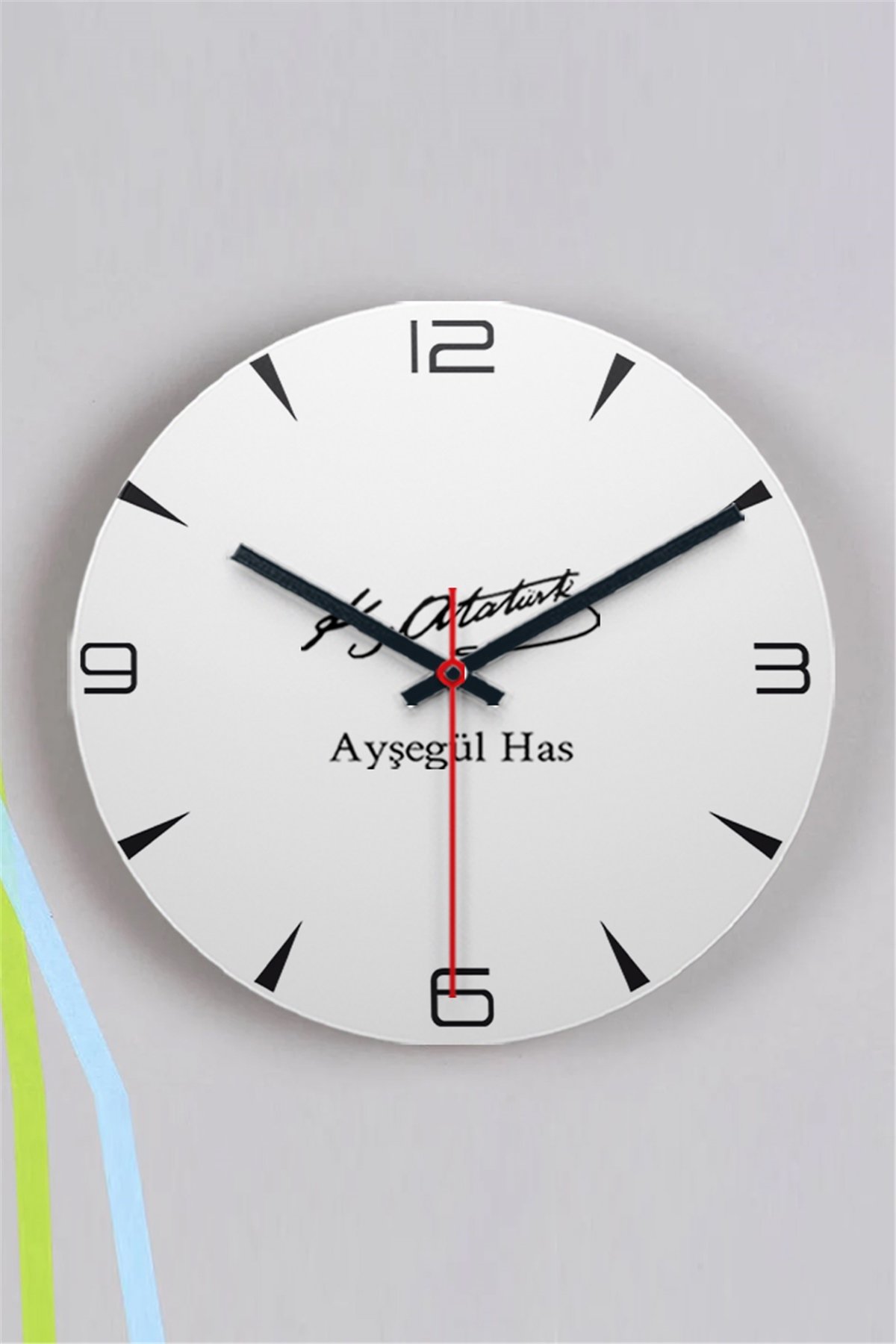 Atatürk İmzalı İsme Özel Ahşap Duvar Saati