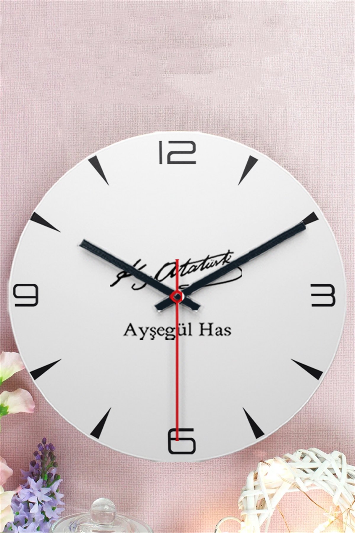 Atatürk İmzalı İsme Özel Ahşap Duvar Saati