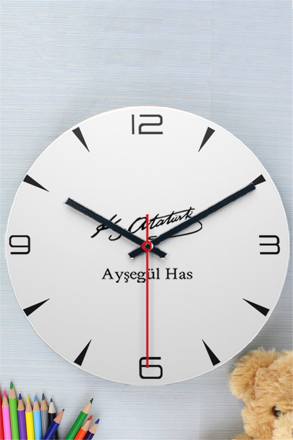 Atatürk İmzalı İsme Özel Ahşap Duvar Saati