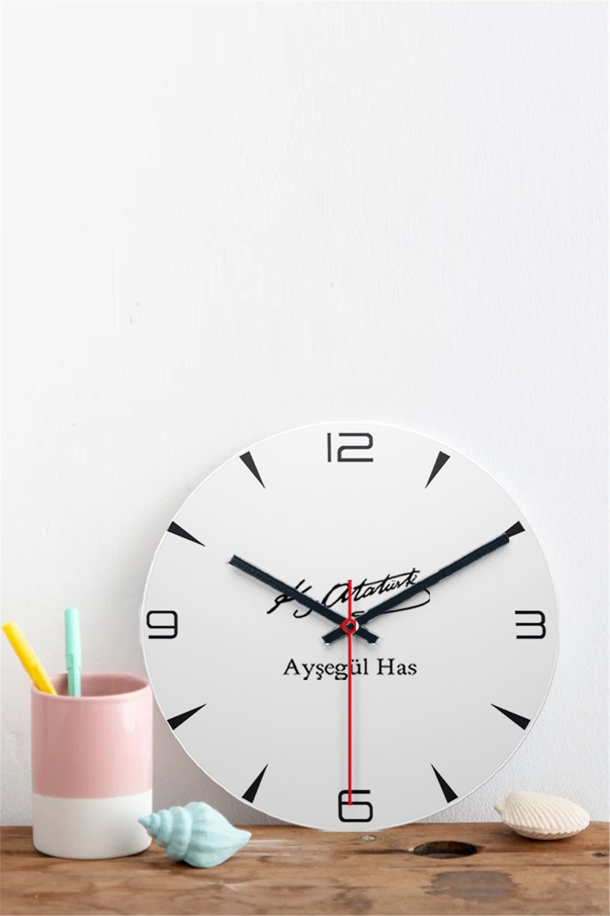 Atatürk İmzalı İsme Özel Ahşap Duvar Saati