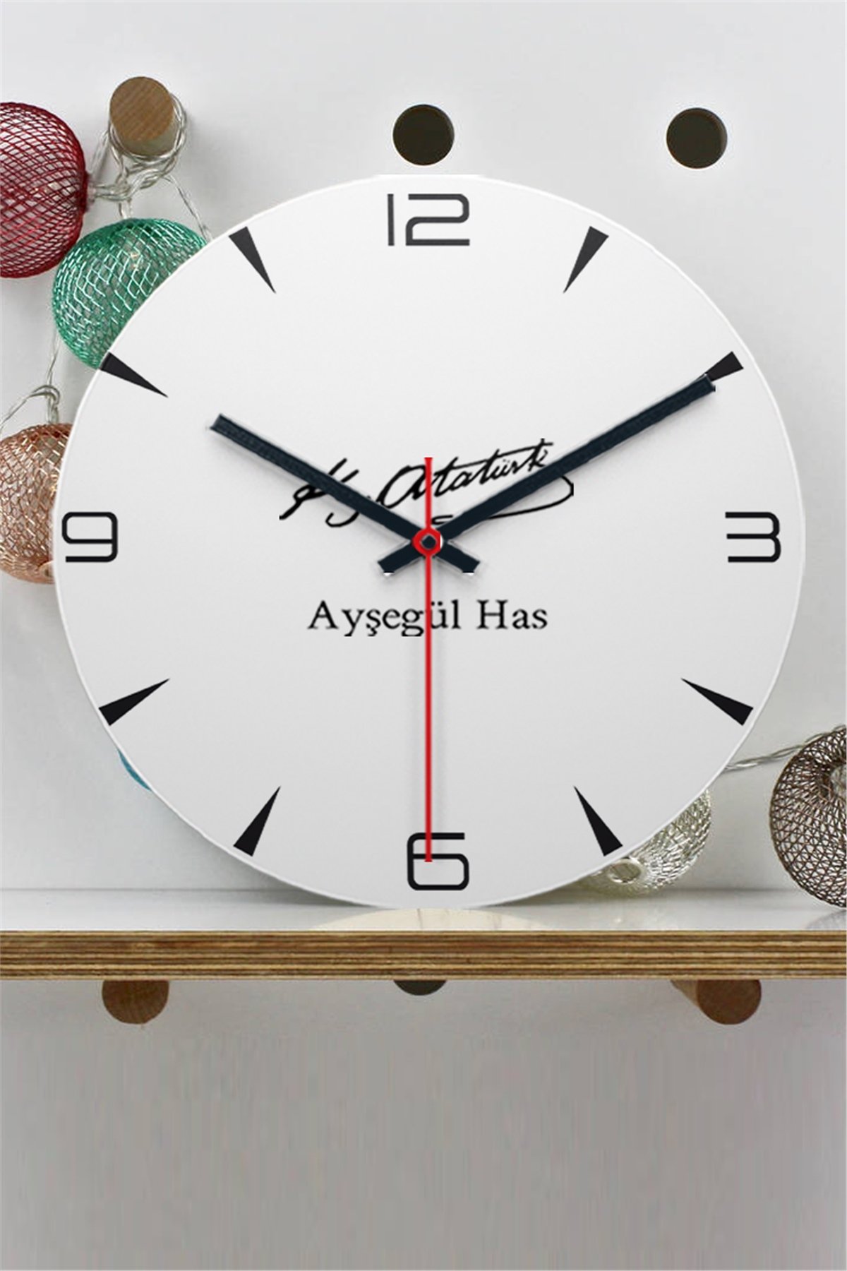 Atatürk İmzalı İsme Özel Ahşap Duvar Saati
