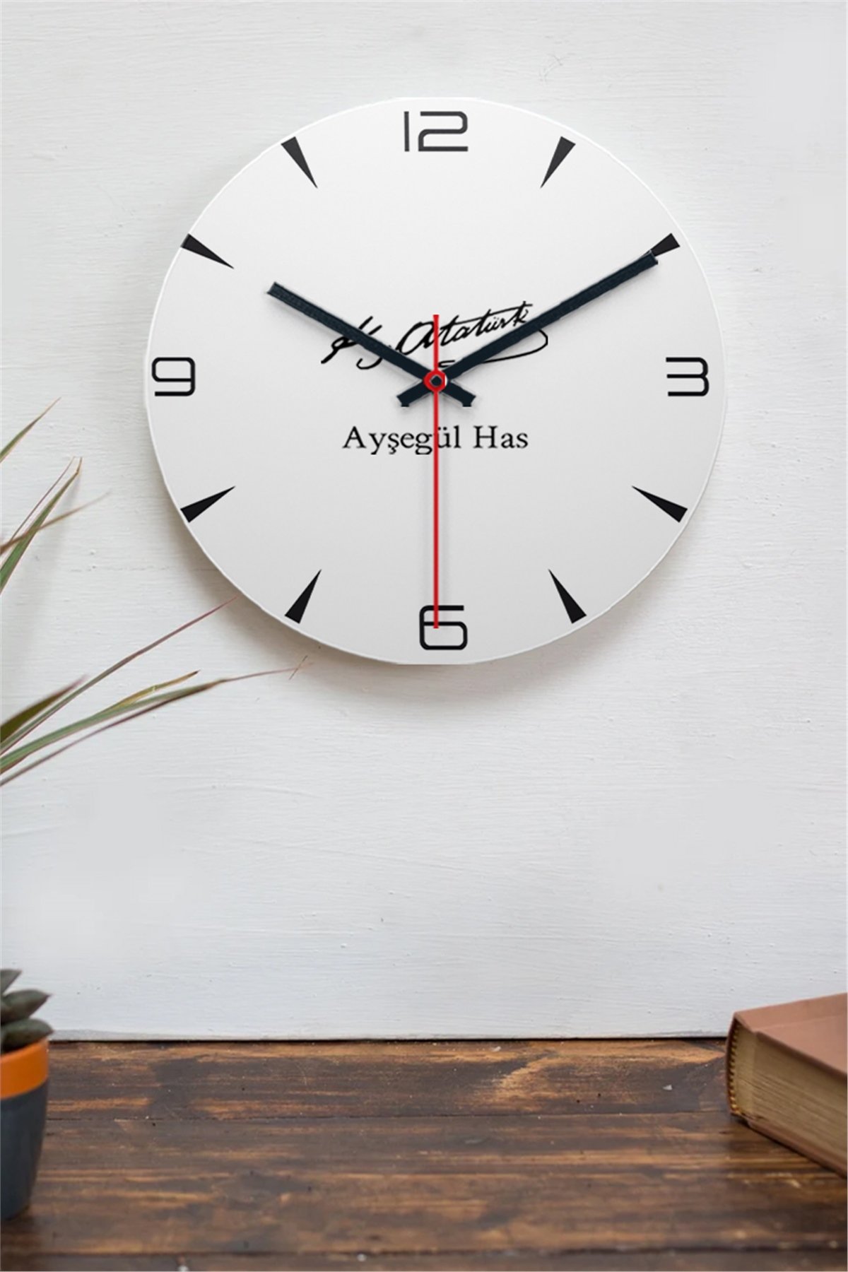 Atatürk İmzalı İsme Özel Ahşap Duvar Saati