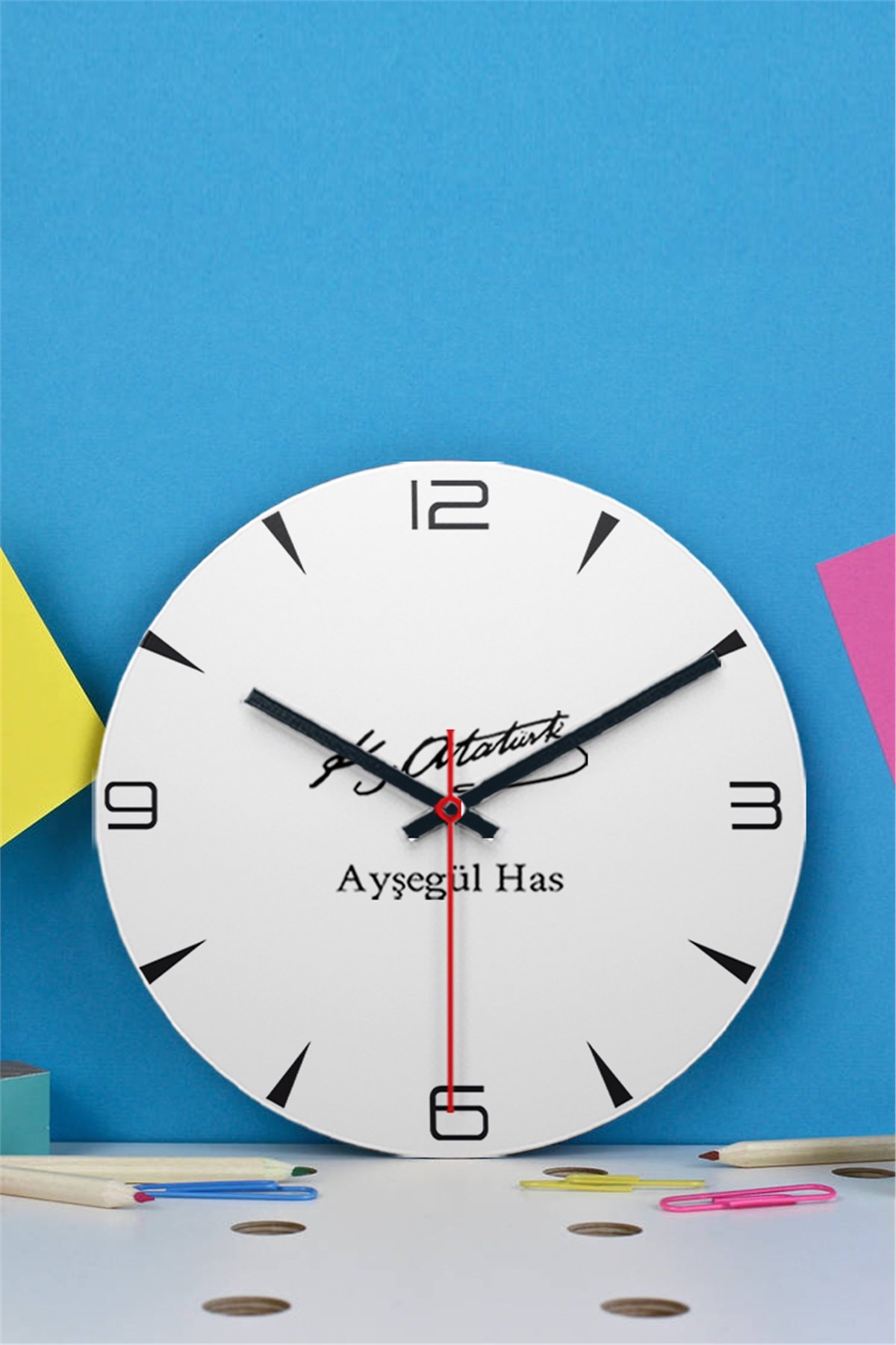 Atatürk İmzalı İsme Özel Ahşap Duvar Saati