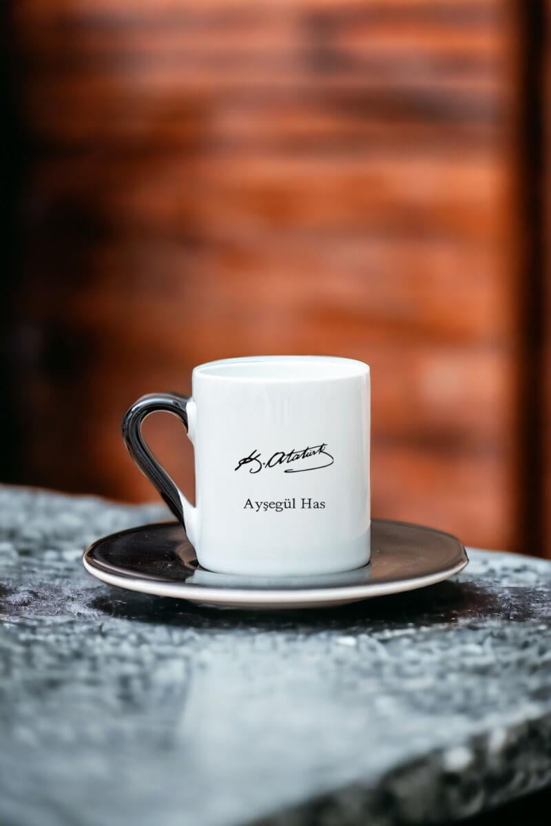 Atatürk İmzalı İsme Özel Renkli Türk Kahvesi Fincanı