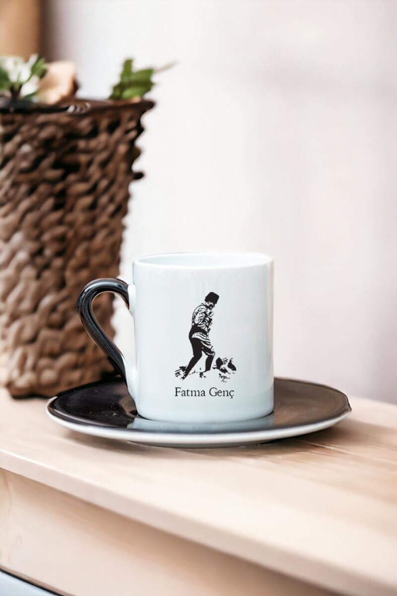 Atatürklü İsme Özel Renkli Türk Kahvesi Fincanı