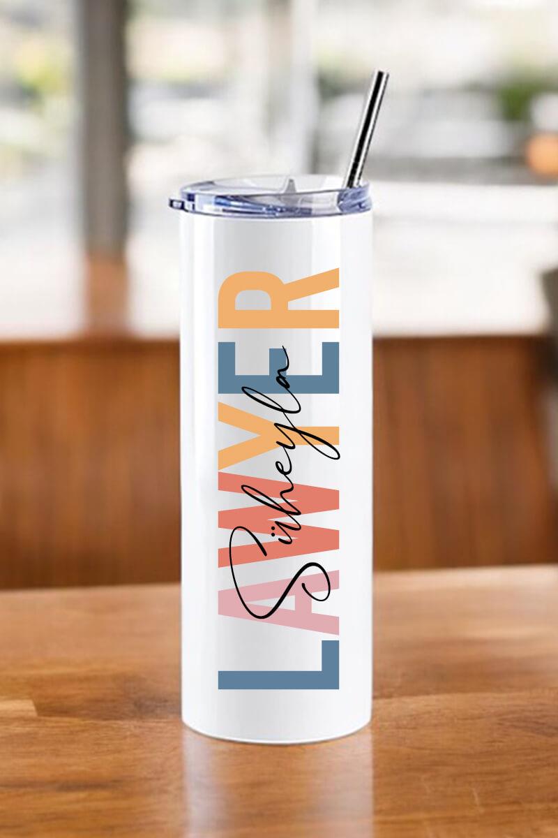 Avukata Hediye İsme Özel Çelik Pipetli Termos Bardak