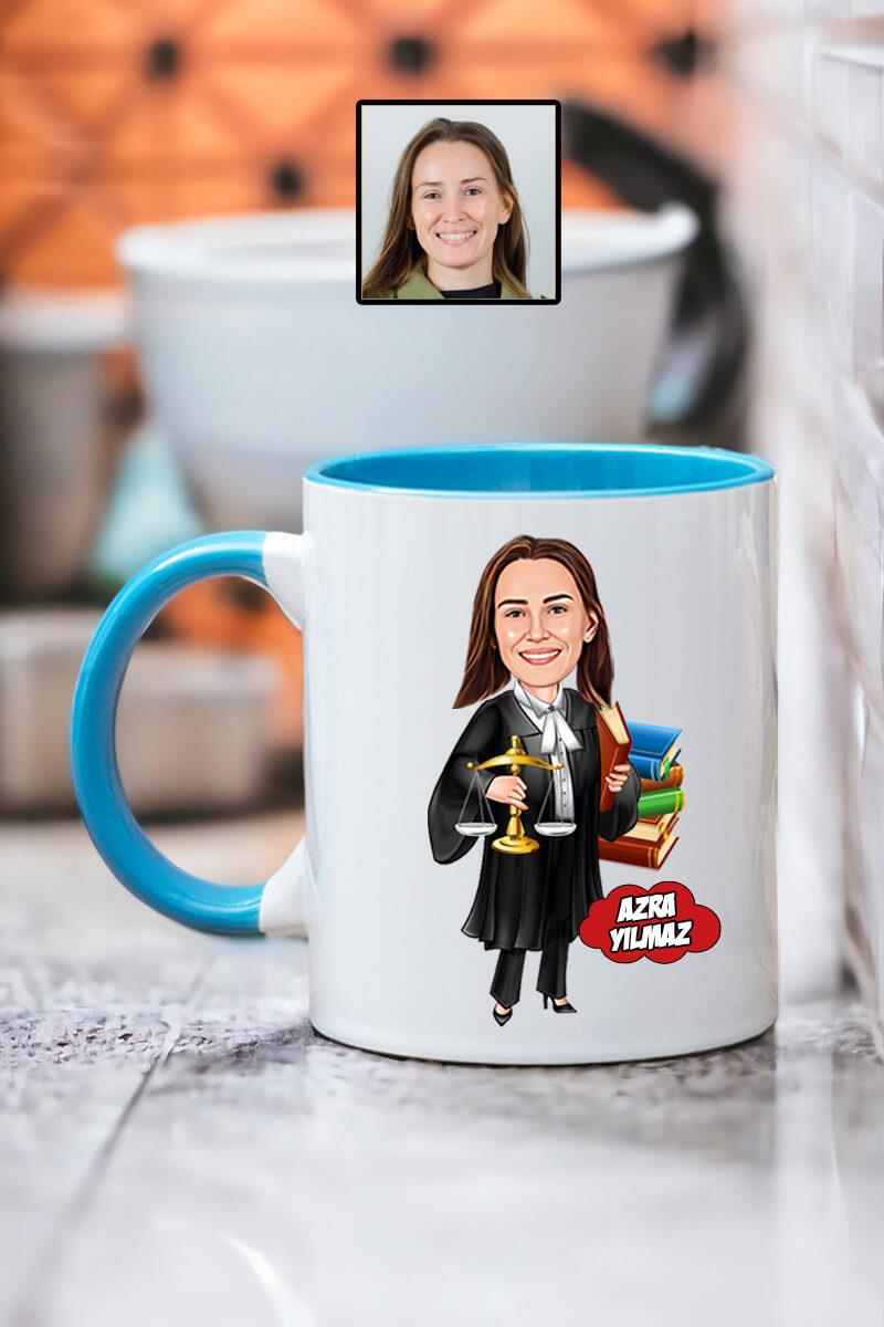 Avukata Hediye Kadın Avukat Karikatürlü Kişiye Özel Kupa Bardak
