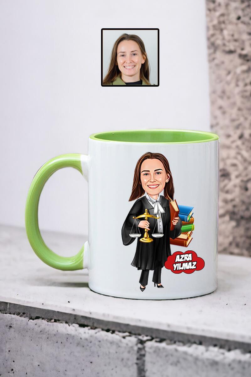 Avukata Hediye Kadın Avukat Karikatürlü Kişiye Özel Kupa Bardak