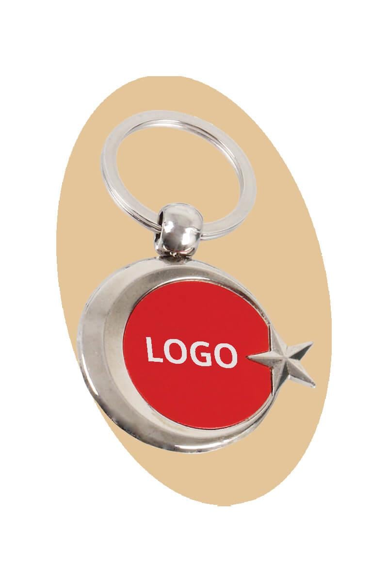 Ay Yıldız Tasarım Metal Anahtarlık 0175-PETK