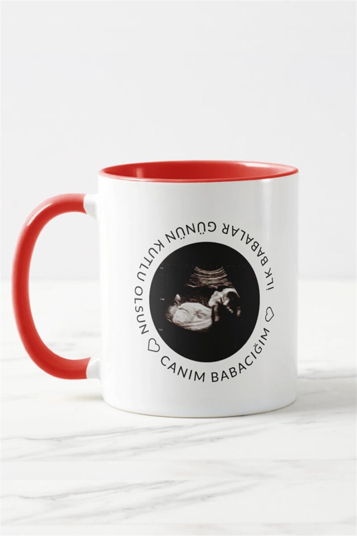 Baba Adayına Babalar Günü Hediyesi Ultrason Fotoğraflı Renkli Kupa Bardak