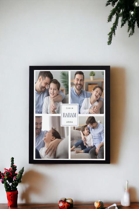 Babalara Babalar Günü Hediyesi Kolaj Dikdörtgen Çerçeve