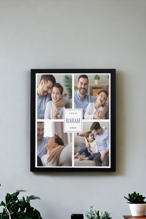 Babalara Babalar Günü Hediyesi Kolaj Dikdörtgen Çerçeve