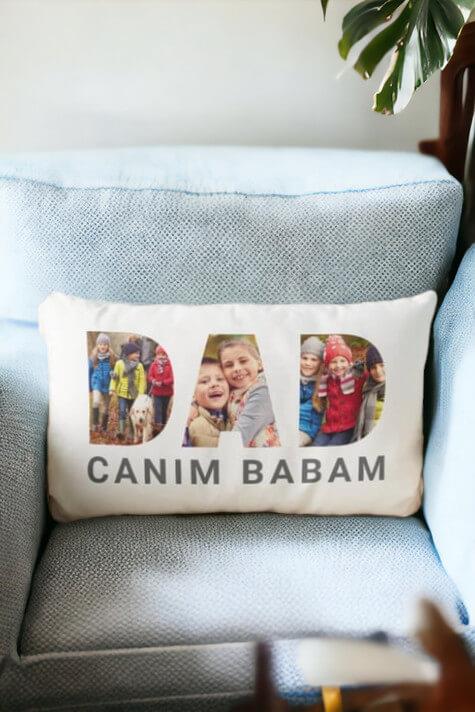 Babaya Hediye Dad Tasarım Hatıralık Dikdörtgen Yastık