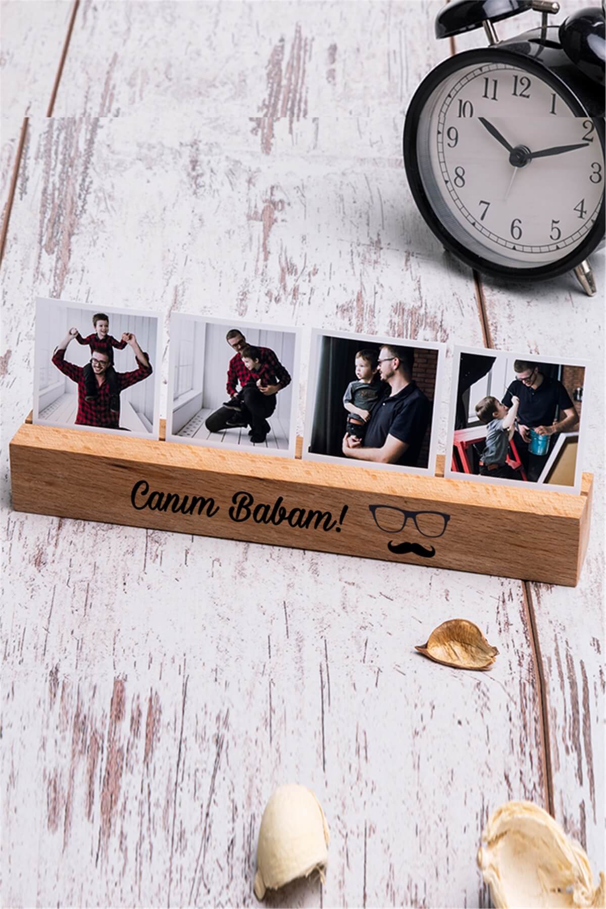 Babaya Hediye Fotoğrafı Ahşap Stand