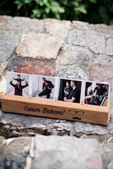 Babaya Hediye Fotoğrafı Ahşap Stand