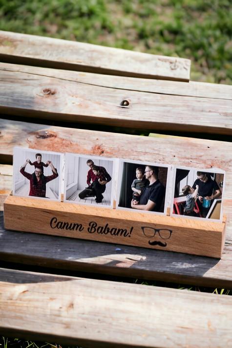 Babaya Hediye Fotoğrafı Ahşap Stand