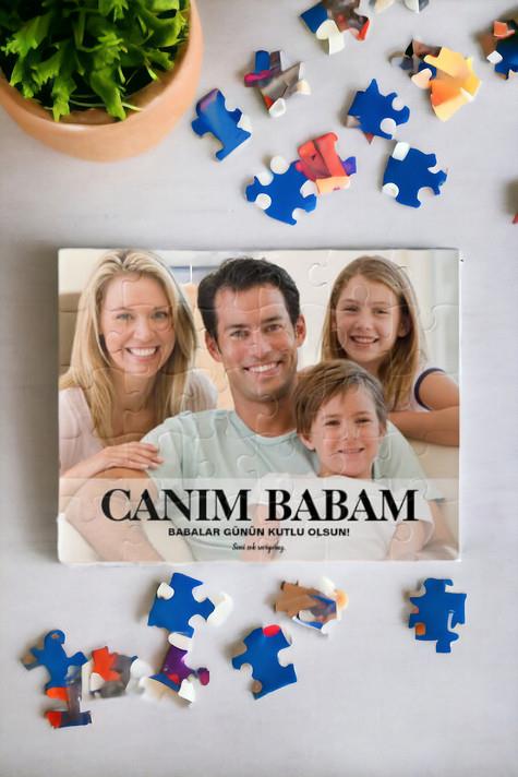 Babaya Hediye Fotoğraflı ve Mesajlı Dikdörtgen Puzzle