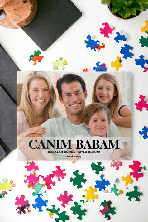 Babaya Hediye Fotoğraflı ve Mesajlı Dikdörtgen Puzzle