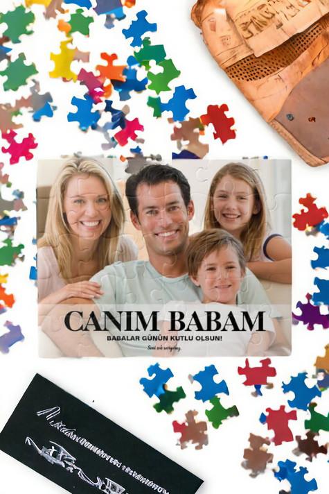 Babaya Hediye Fotoğraflı ve Mesajlı Dikdörtgen Puzzle
