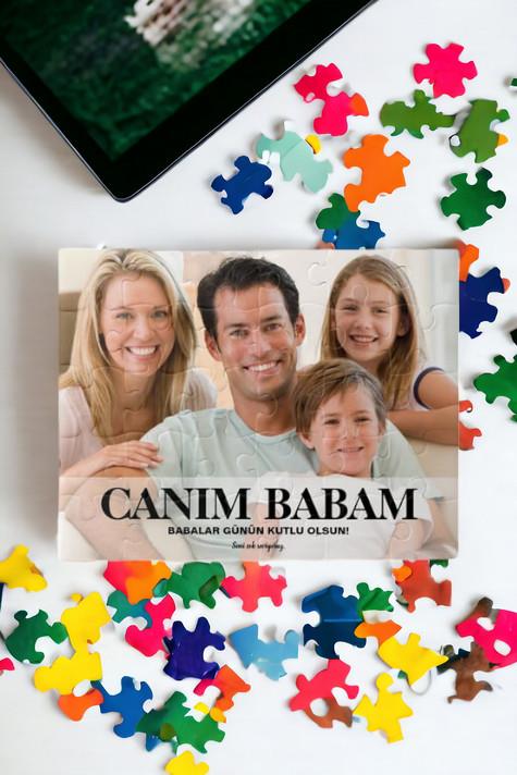 Babaya Hediye Fotoğraflı ve Mesajlı Dikdörtgen Puzzle