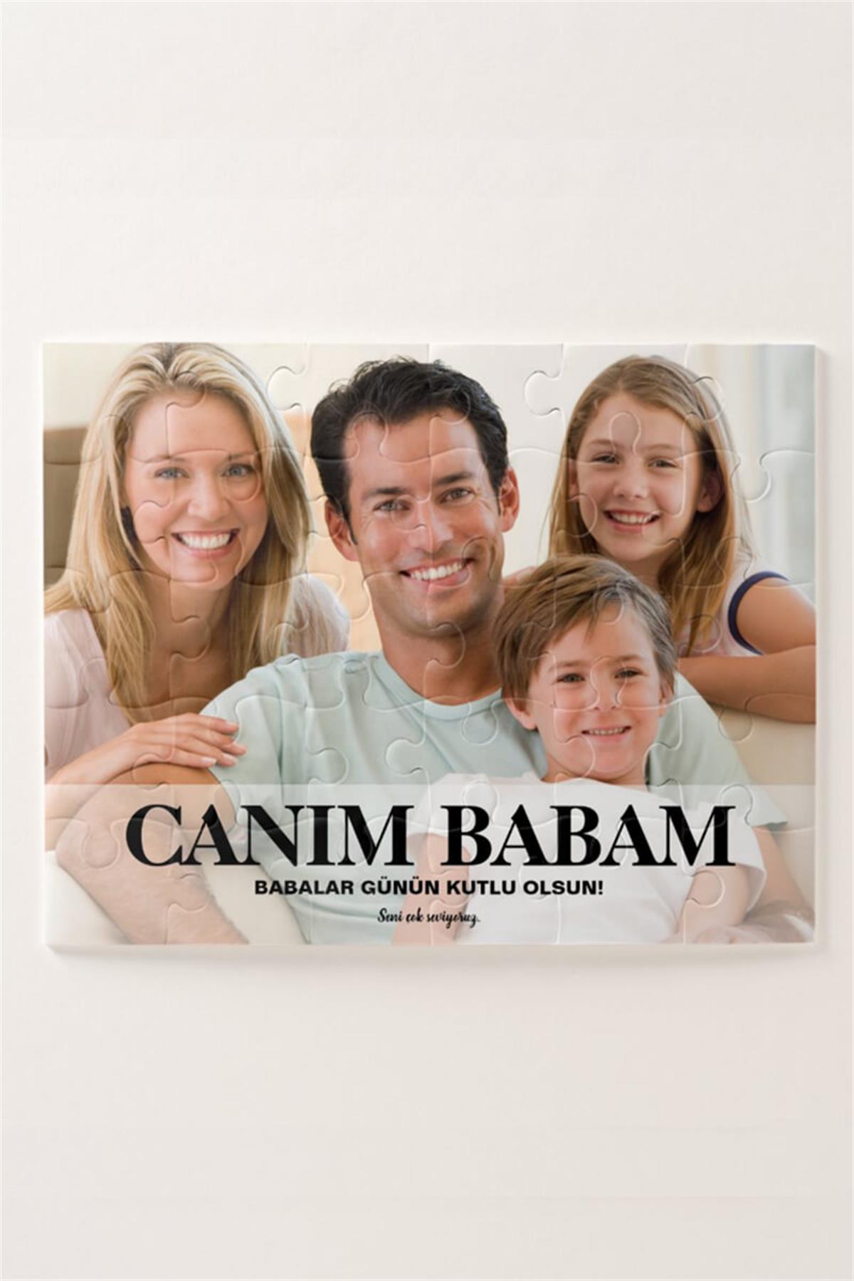 Babaya Hediye Fotoğraflı ve Mesajlı Dikdörtgen Puzzle
