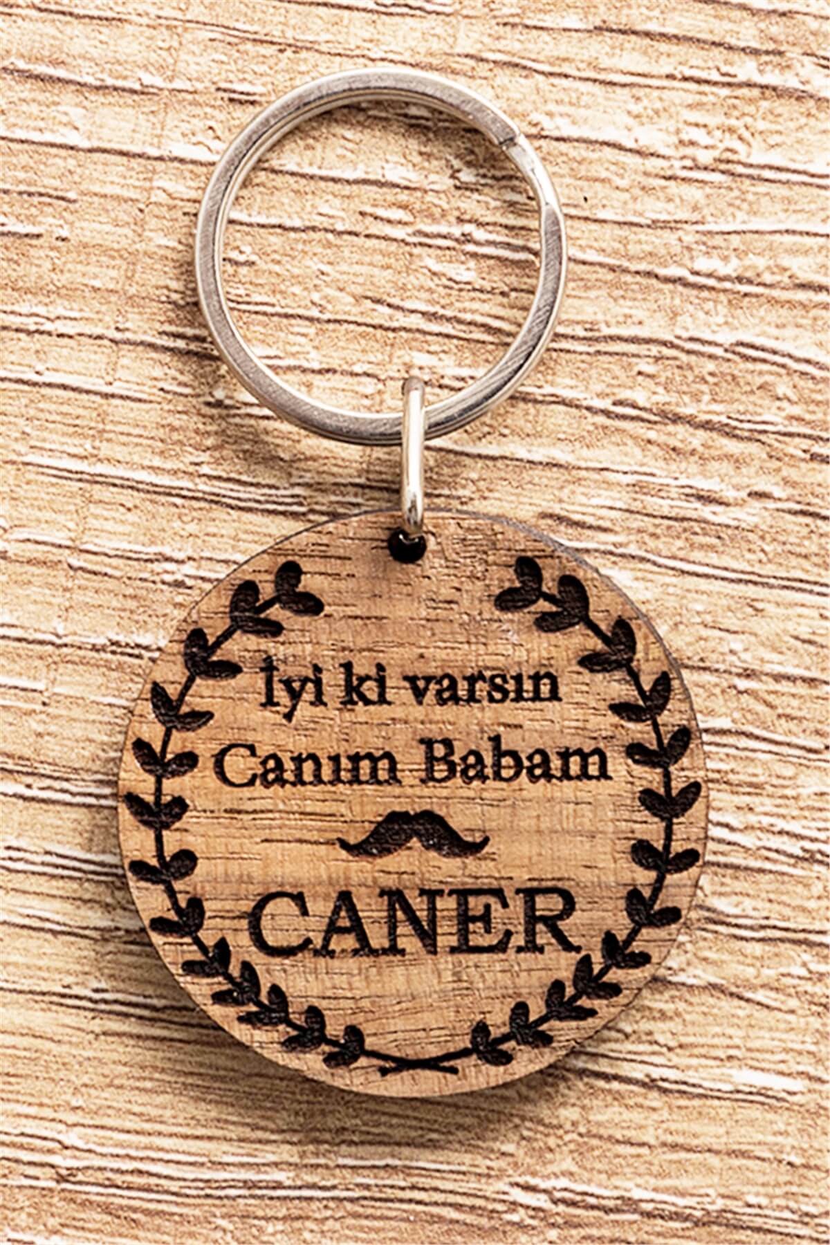 Babaya Hediye Özel Tasarım  Ahşap Anahtarlık