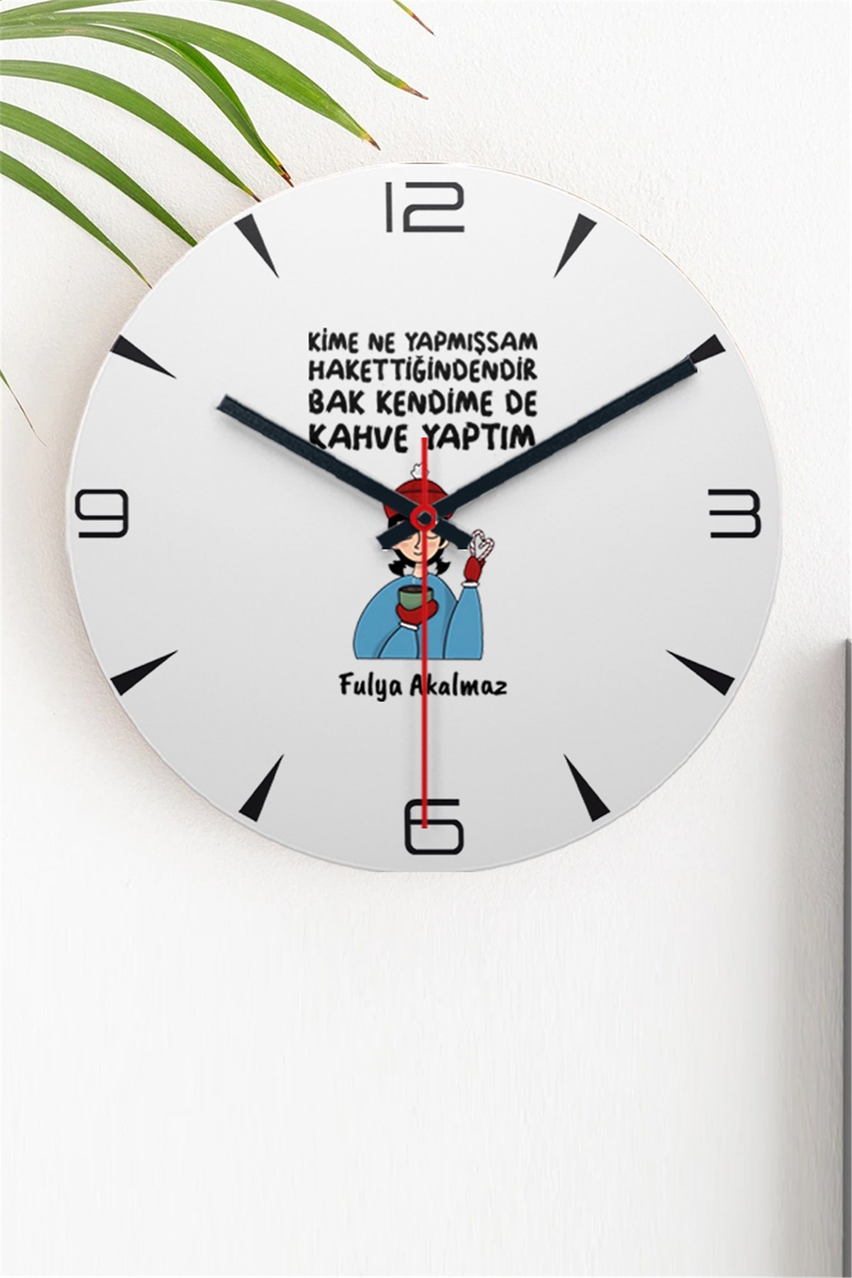 Bak Kendime De Kahve Yaptım Ahşap Duvar Saati