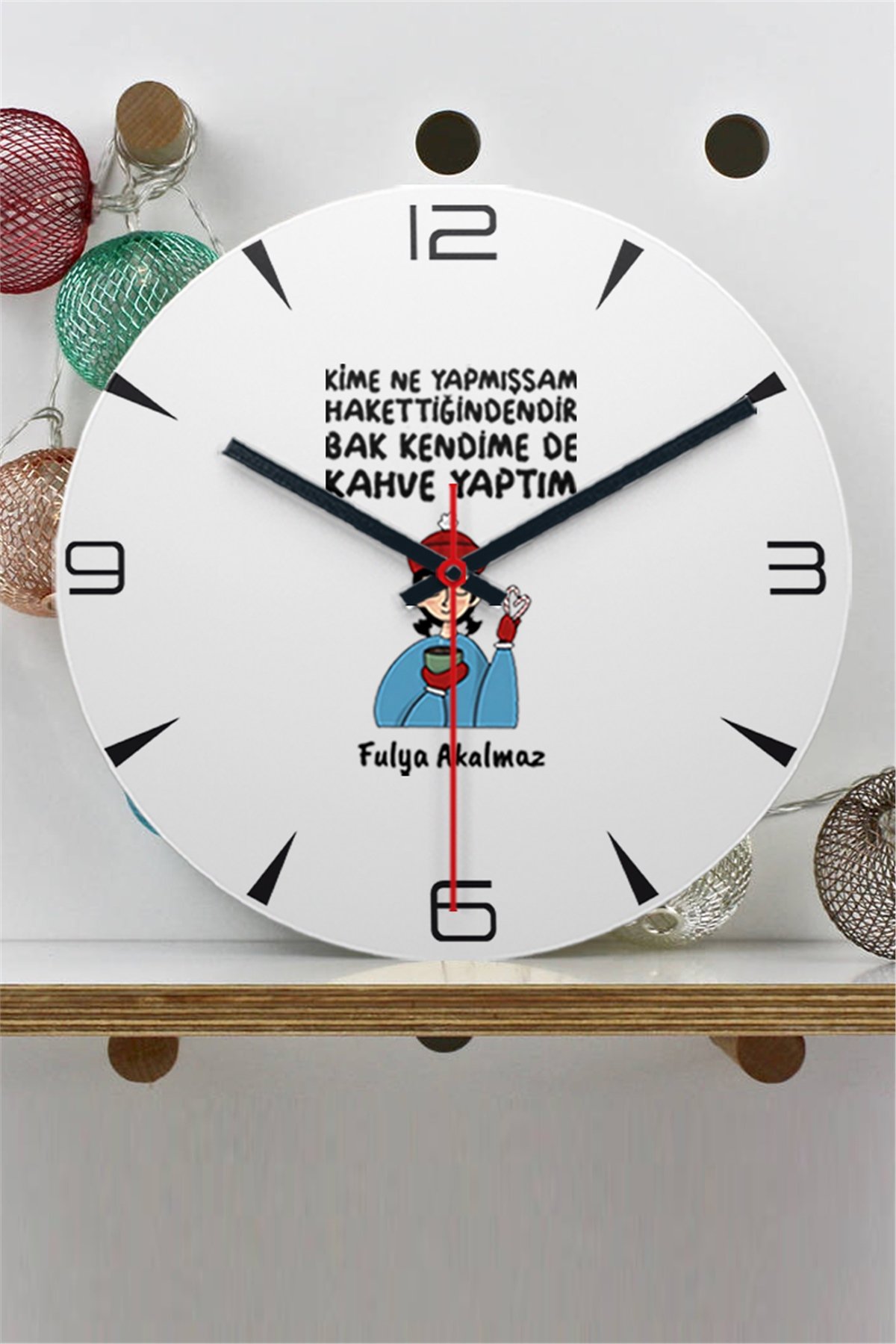 Bak Kendime De Kahve Yaptım Ahşap Duvar Saati