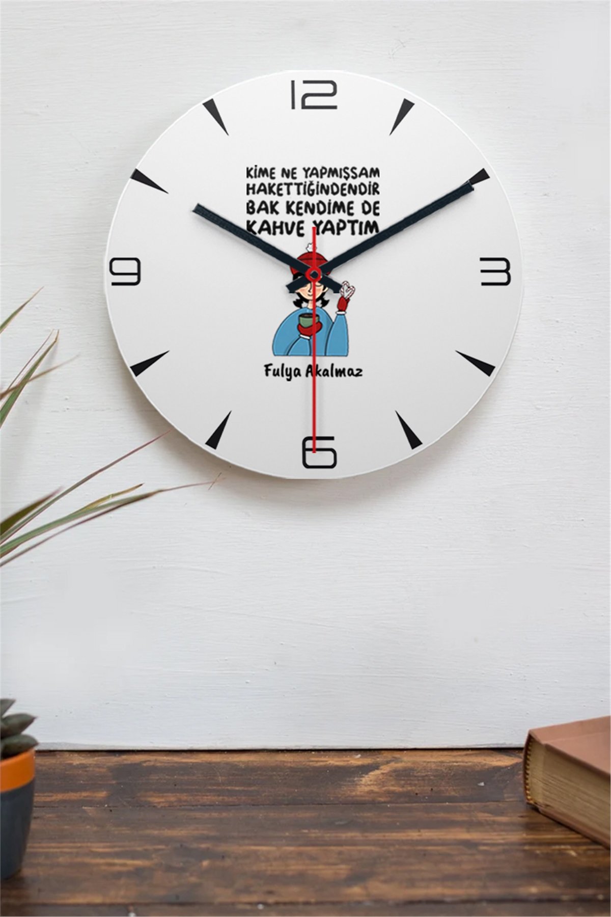 Bak Kendime De Kahve Yaptım Ahşap Duvar Saati