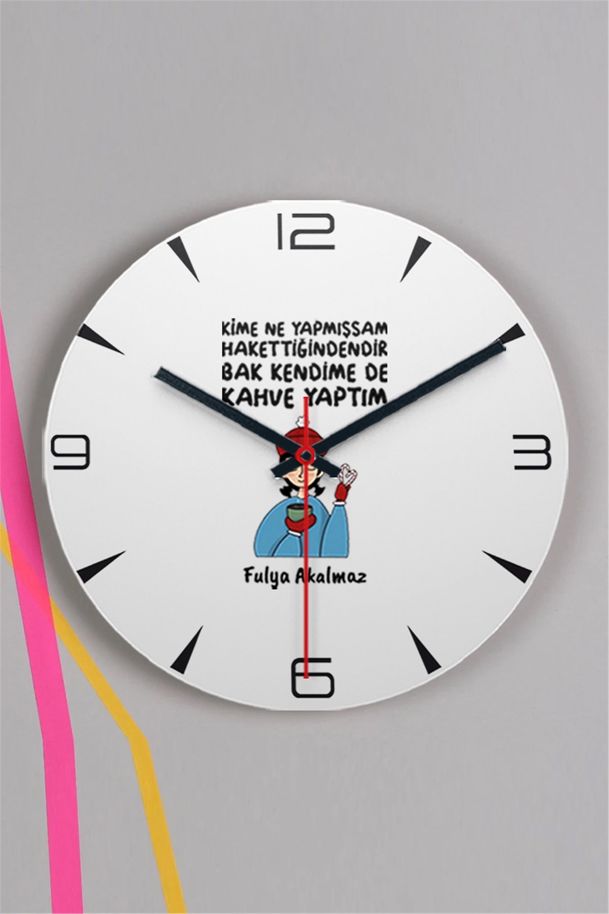 Bak Kendime De Kahve Yaptım Ahşap Duvar Saati