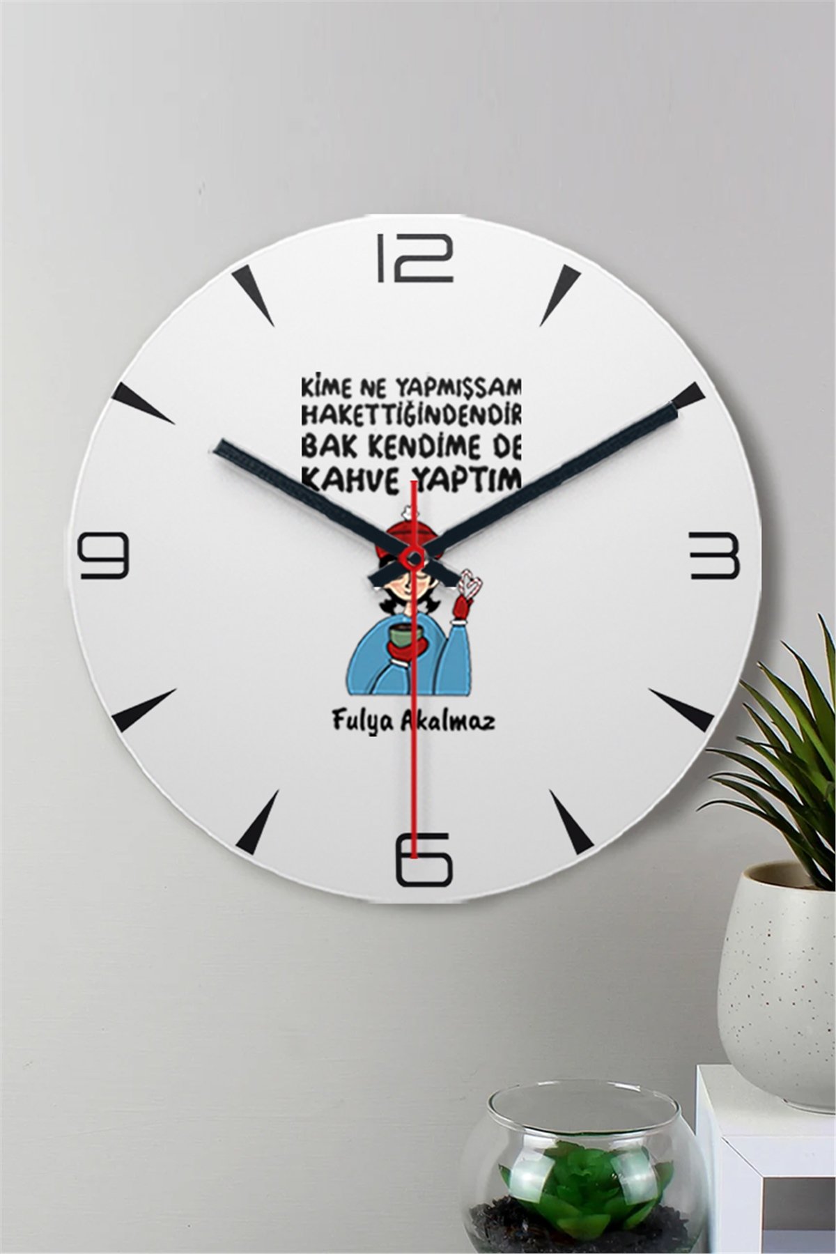 Bak Kendime De Kahve Yaptım Ahşap Duvar Saati