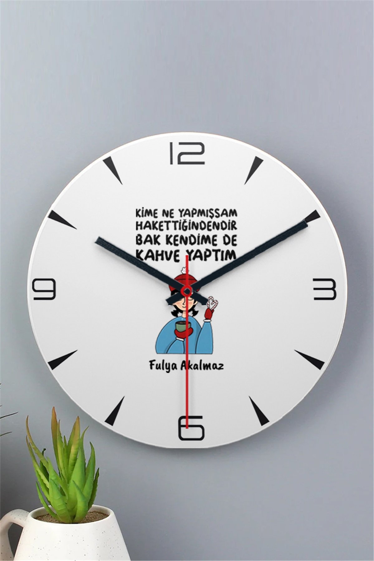 Bak Kendime De Kahve Yaptım Ahşap Duvar Saati