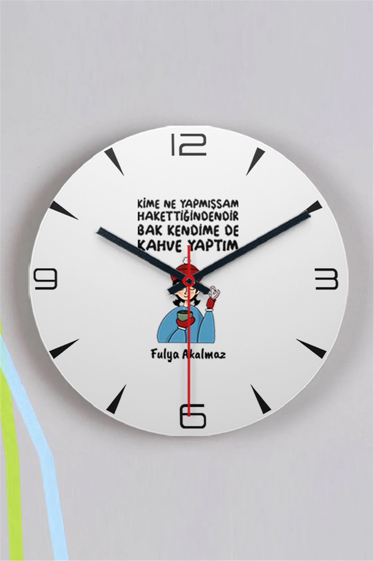 Bak Kendime De Kahve Yaptım Ahşap Duvar Saati