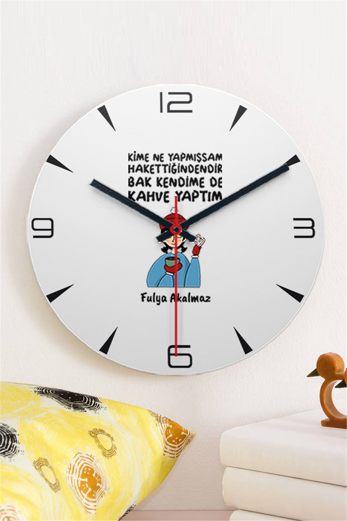 Bak Kendime De Kahve Yaptım Ahşap Duvar Saati