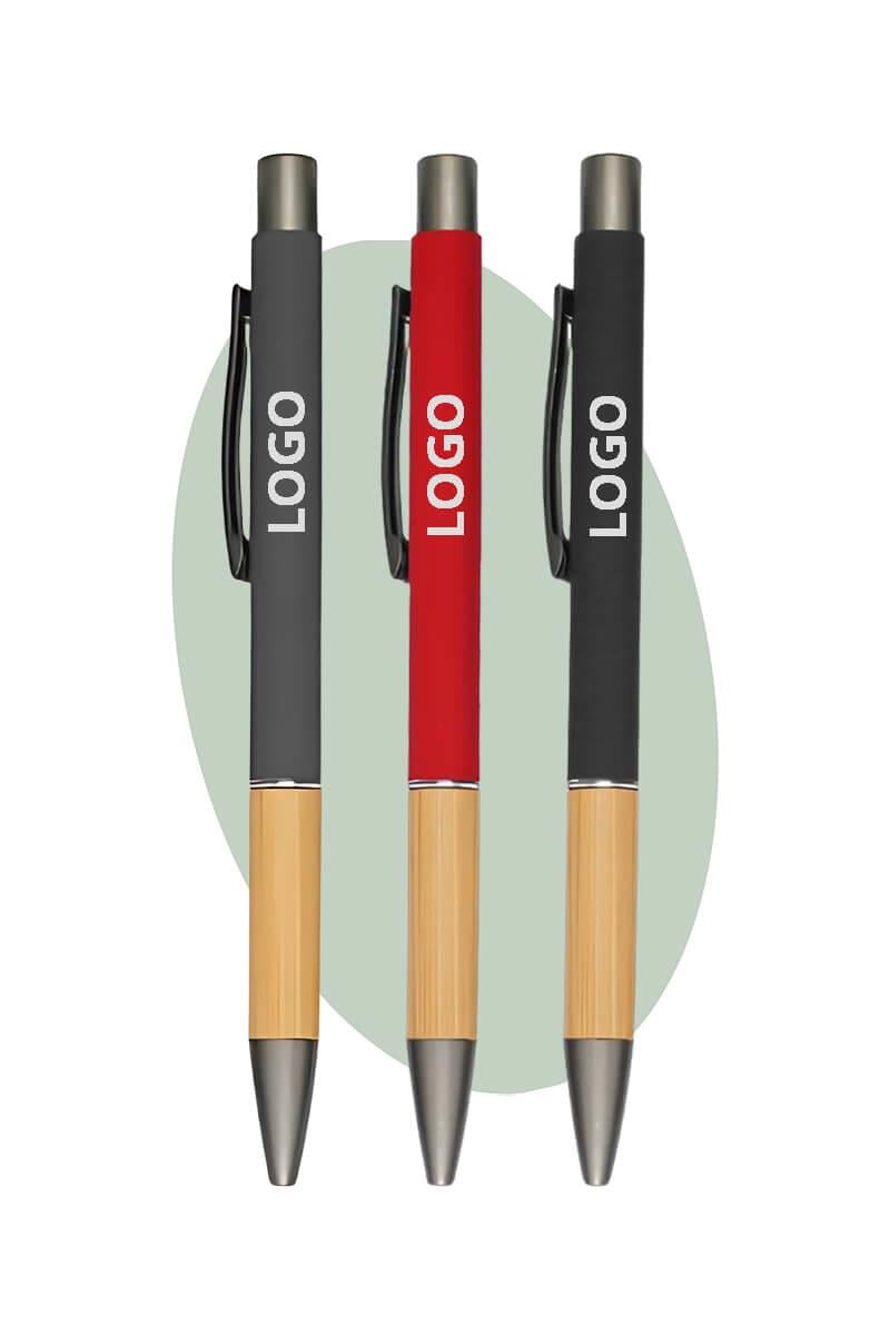 Bambu Detaylı Logo Baskılı Rubber Gövde Promosyon Tükenmez Kalem 5841-Pİ