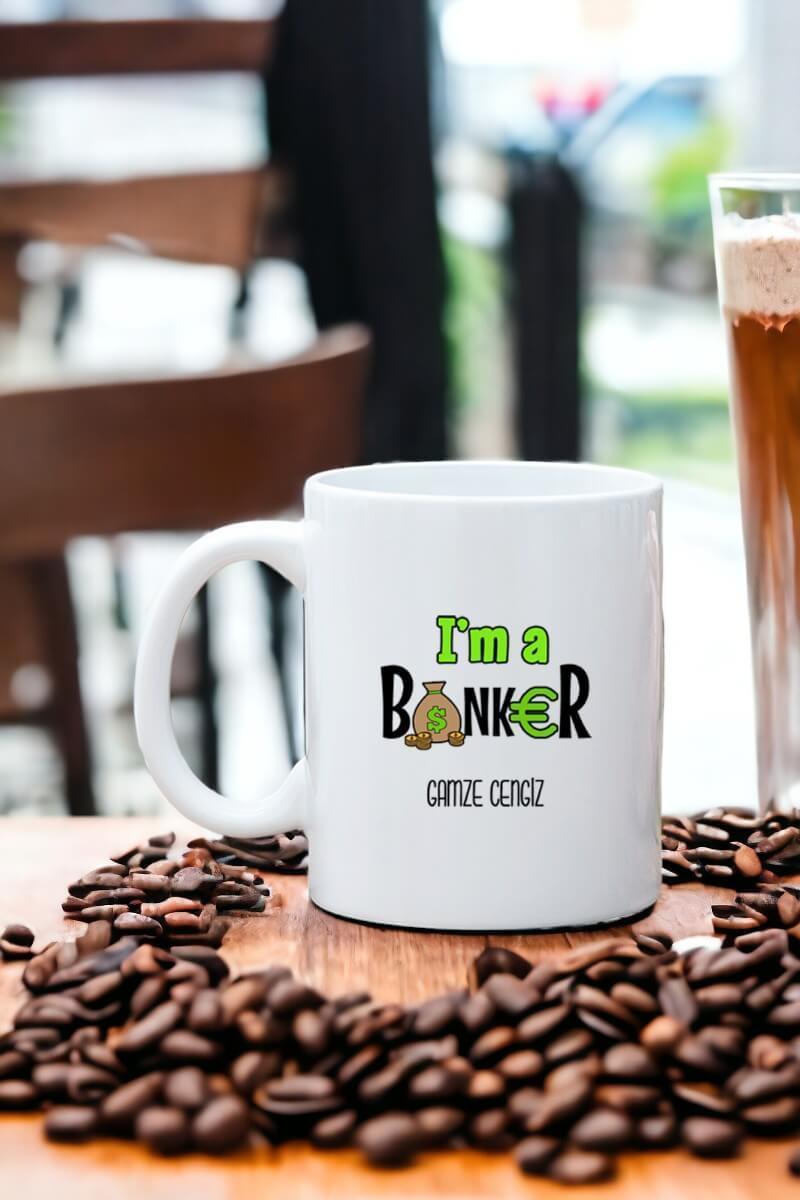 Bankacıya Hediye Beyaz Kupa Bardak