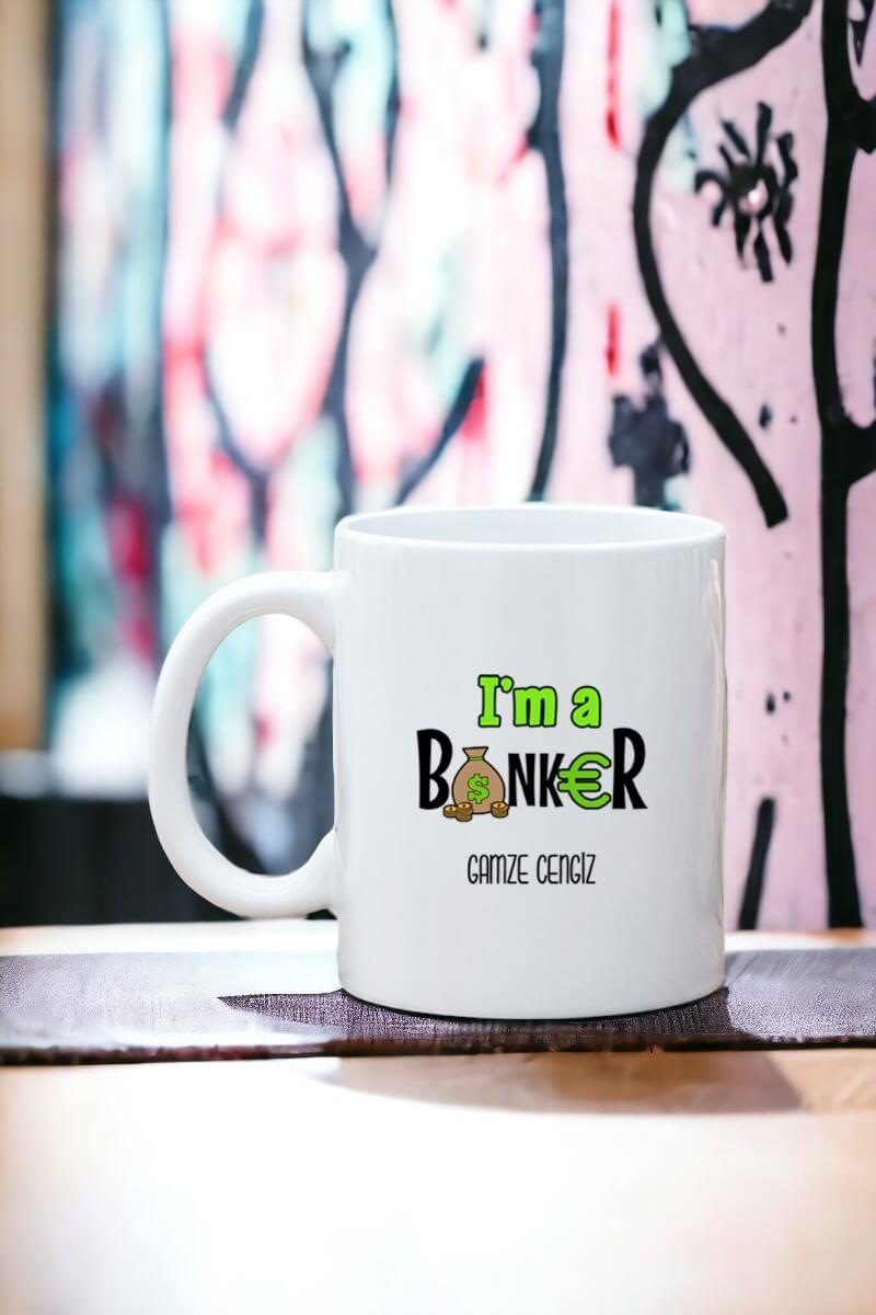 Bankacıya Hediye Beyaz Kupa Bardak