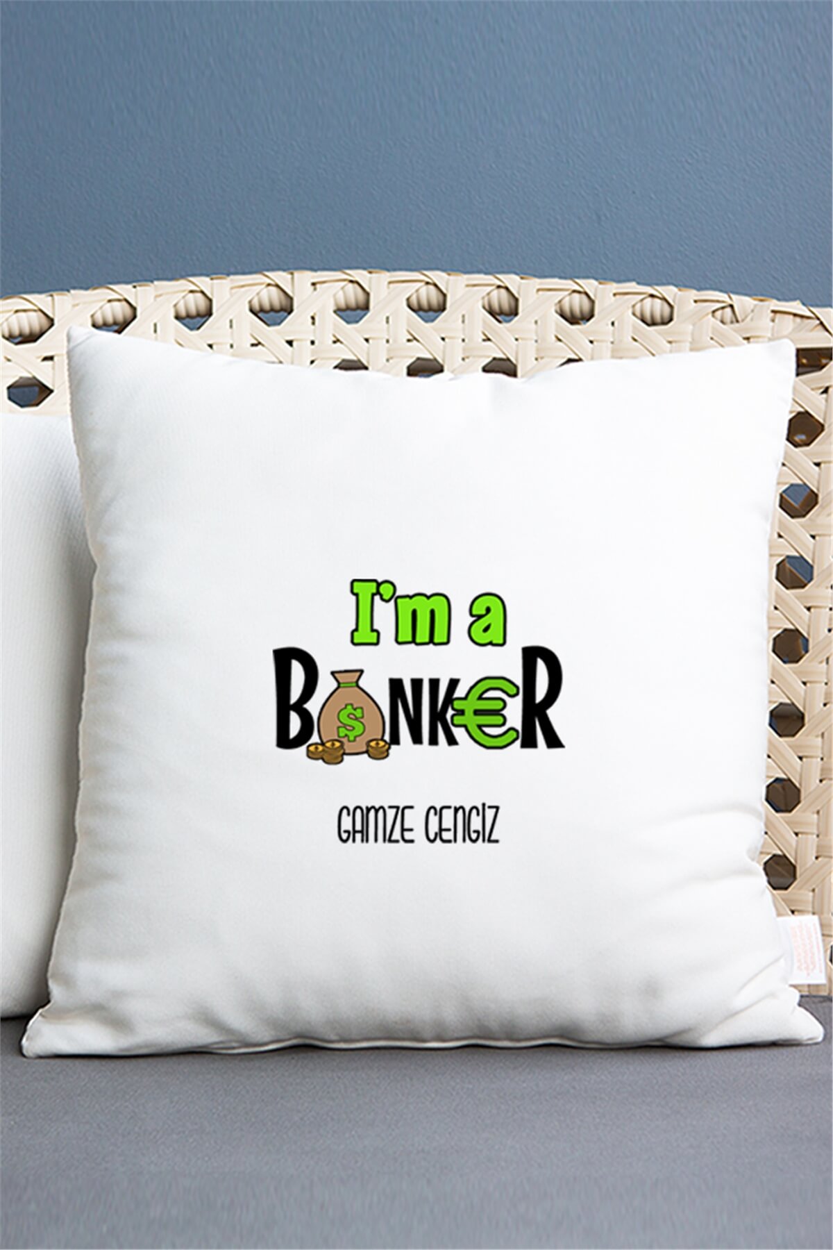 Bankacı Saten Kare Yastık