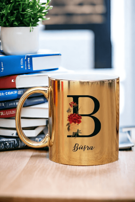 Baş Harfli ve İsimli Gold - Silver Kupa Bardak