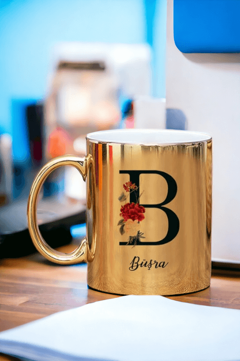 Baş Harfli ve İsimli Gold - Silver Kupa Bardak