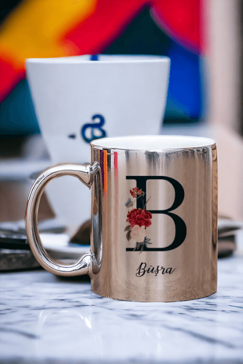 Baş Harfli ve İsimli Gold - Silver Kupa Bardak