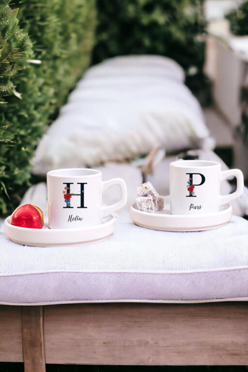 Baş Harfli ve İsimli İkili Concept Türk Kahvesi Fincanı