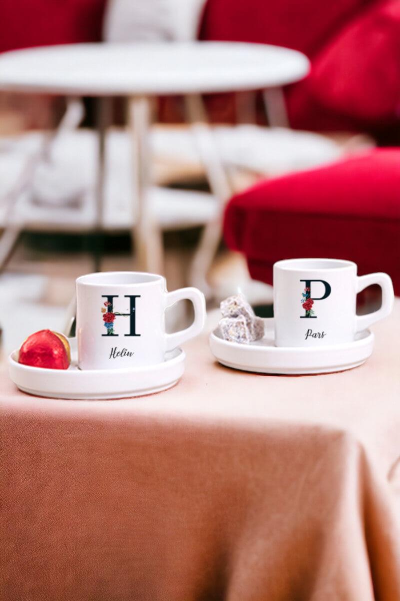 Baş Harfli ve İsimli İkili Concept Türk Kahvesi Fincanı
